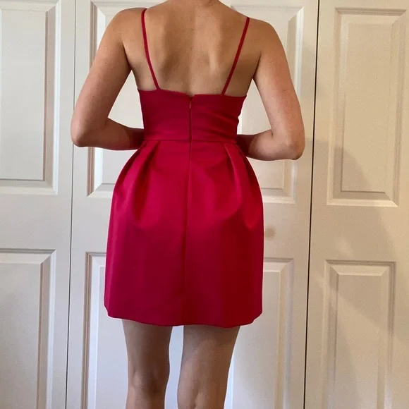 🎀 Barbiecore TopShop Hot Pink Front Cross Mini Dress size 4 💕 - Picture 10 of 14